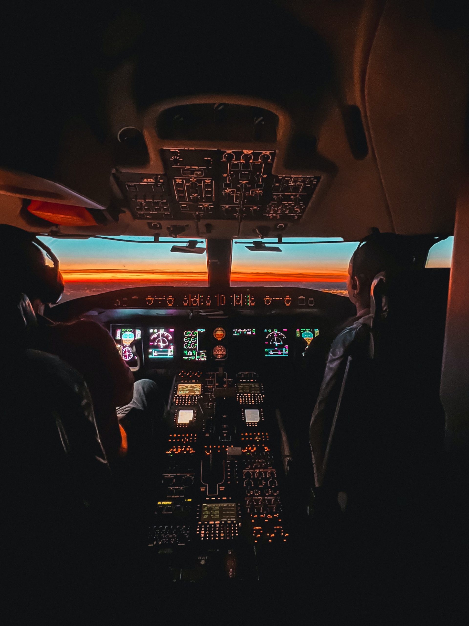 B737 cockpit sunset